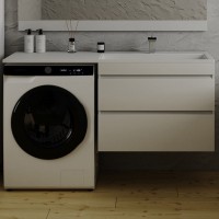 Тумба с раковиной Style Line Даллас 140 Люкс Plus R подвесная, 2 ящика, эмаль