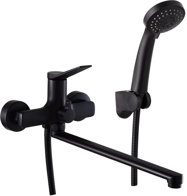 Смеситель с длинным изливом для ванны Fashun A2286-7 матовый черный