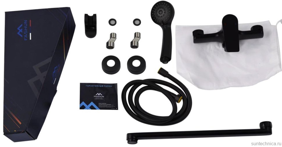 Смеситель с длинным изливом для ванны Fashun A2286-7 матовый черный