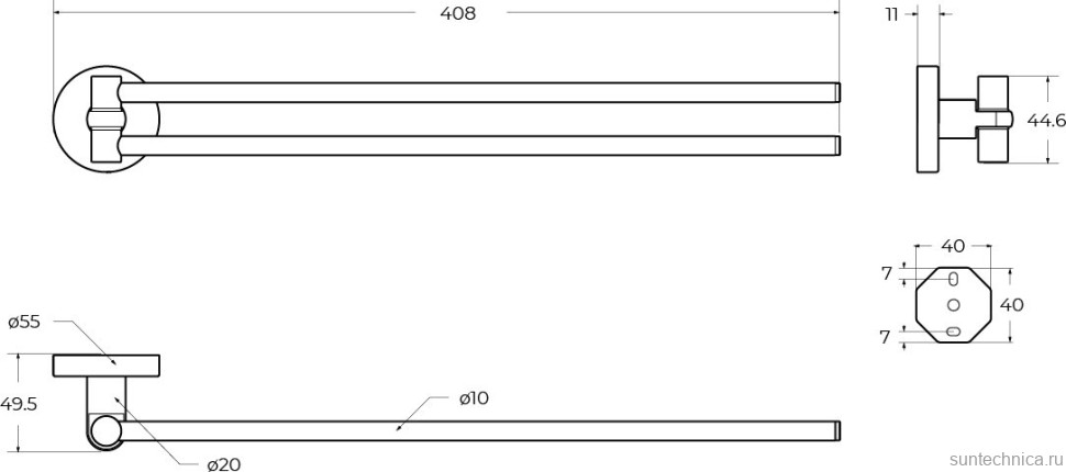 Полотенцедержатель Cezares Relax THD-S-GM оружейная сталь