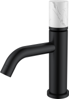 Смеситель для раковины Boheme Stick 121-B-MR-W черный, белый мрамор