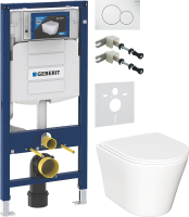 Комплект Унитаз подвесной Ceramicanova Forma CN3011 с микролифтом + Крепления Geberit Duofix 111.815.00.1 к стене + Звукоизоляция + Инсталляция UP 320 111.300.00.5 + Кнопка Sigma 01 115.770.11.5 белая