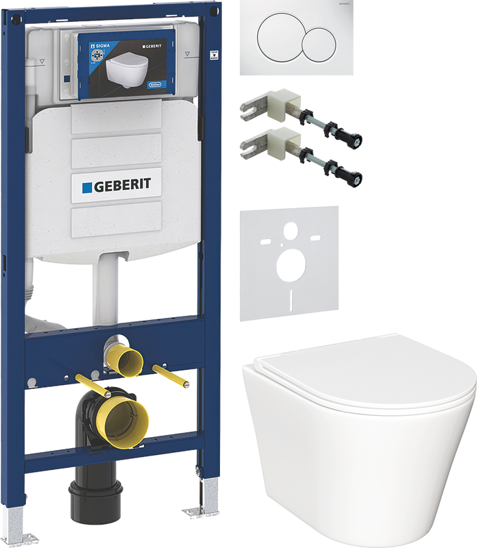 Комплект Унитаз подвесной Ceramicanova Forma CN3011 с микролифтом + Крепления Geberit Duofix 111.815.00.1 к стене + Звукоизоляция + Инсталляция UP 320 111.300.00.5 + Кнопка Sigma 01 115.770.11.5 белая