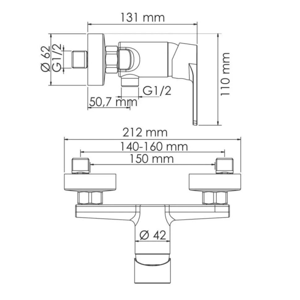 Душевая стойка Wasserkraft Dill A045 + Смеситель для душа Wasserkraft Dill 6102