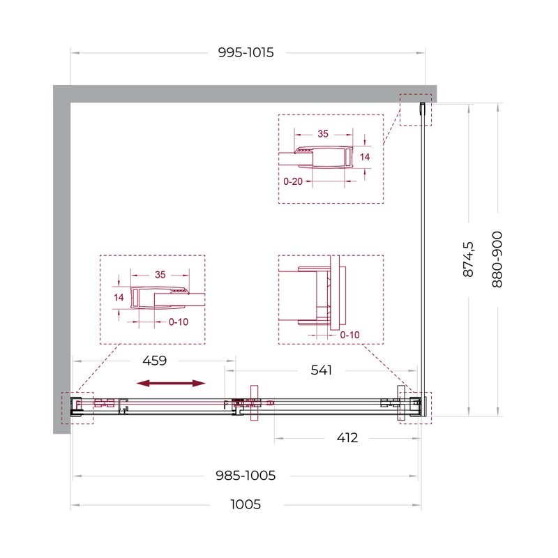 Душевой уголок BelBagno Soft Close-1 AH-1-100/90-C-Cr профиль хром
