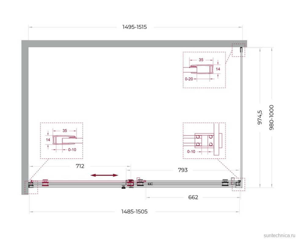 Душевой уголок BelBagno Soft Close-2 AH-1-150/100-C-Cr профиль хром