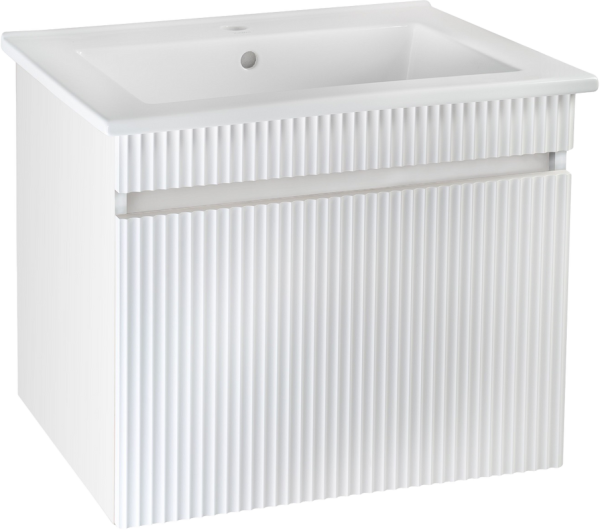 Тумба с раковиной Runo Модена 75 подвесная, белая, раковина Оскар 75