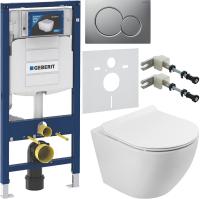 Комплект Унитаз подвесной BelBagno Sfera-r BB046CH-TOR безободковый + Крышка Piano BB2111SC с микролифтом + Инсталляция Geberit Duofix UP 320 111.300.00.5 + Кнопка Sigma 01 115.770.JQ.5 лакированная, матовый хром + Крепления 111.815.00.1 к стене + Звукоиз