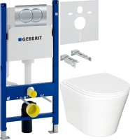 Комплект Унитаз подвесной Ceramicanova Forma CN3011 с микролифтом + Звукоизоляция Geberit + Инсталляция Duofix Delta 458.149.21.1 с кнопкой смыва, хром