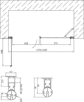 Душевая дверь в нишу Vegas Glass EP-F-2 140 05 01 L профиль бронза, стекло прозрачное