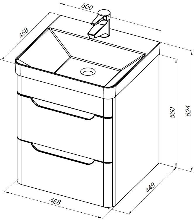 Тумба с раковиной Aquanet София 50 2 ящика