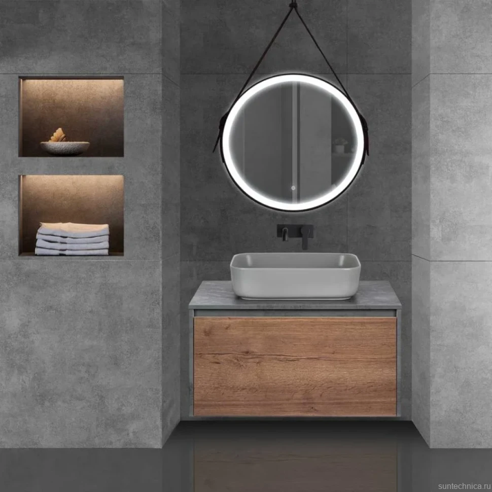 Тумба с раковиной Vincea Mesa 80 дуб табак, бетон