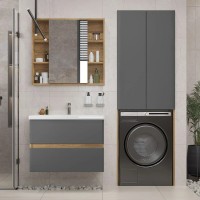 Шкаф над стиральной машиной SanStar Graffa 65 дуб вотан, графит софт