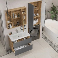 Шкаф над стиральной машиной SanStar Graffa 65 дуб вотан, графит софт