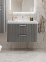 Тумба с раковиной BelBagno Due 80 ручки белые, сатин
