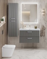 Тумба с раковиной BelBagno Due 80 ручки белые, сатин