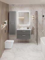 Тумба с раковиной BelBagno Due 80 ручки белые, сатин