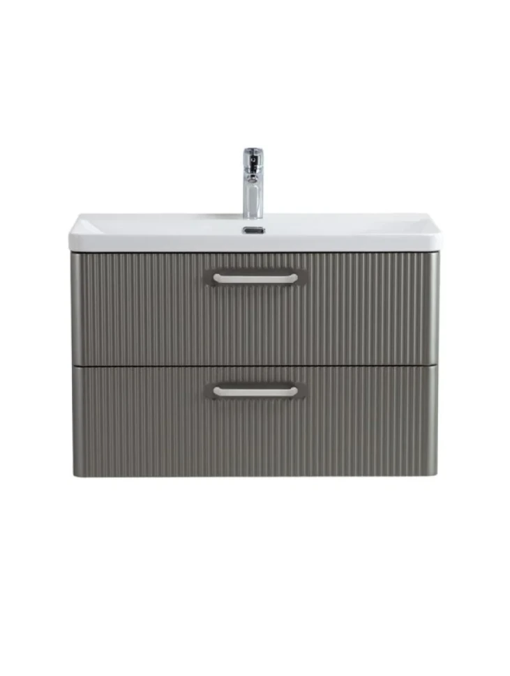 Тумба с раковиной BelBagno Due 80 ручки белые, сатин