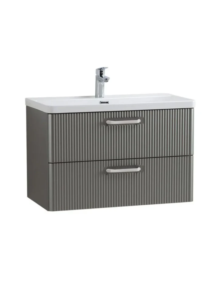Тумба с раковиной BelBagno Due 80 ручки белые, сатин