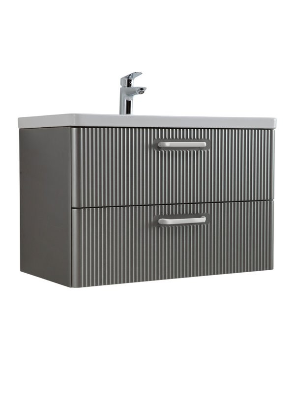 Тумба с раковиной BelBagno Due 80 ручки белые, сатин