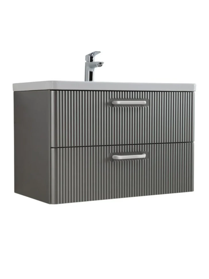 Тумба с раковиной BelBagno Due 80 ручки белые, сатин