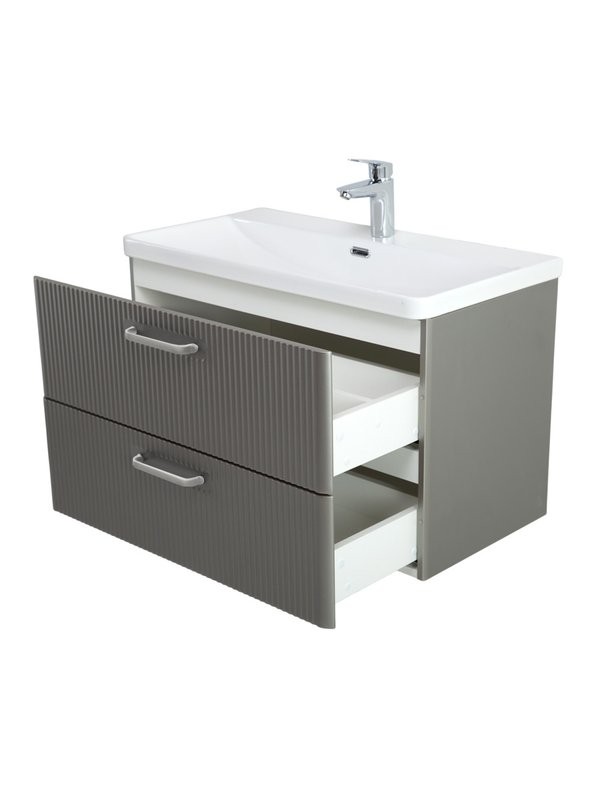 Тумба с раковиной BelBagno Due 80 ручки белые, сатин