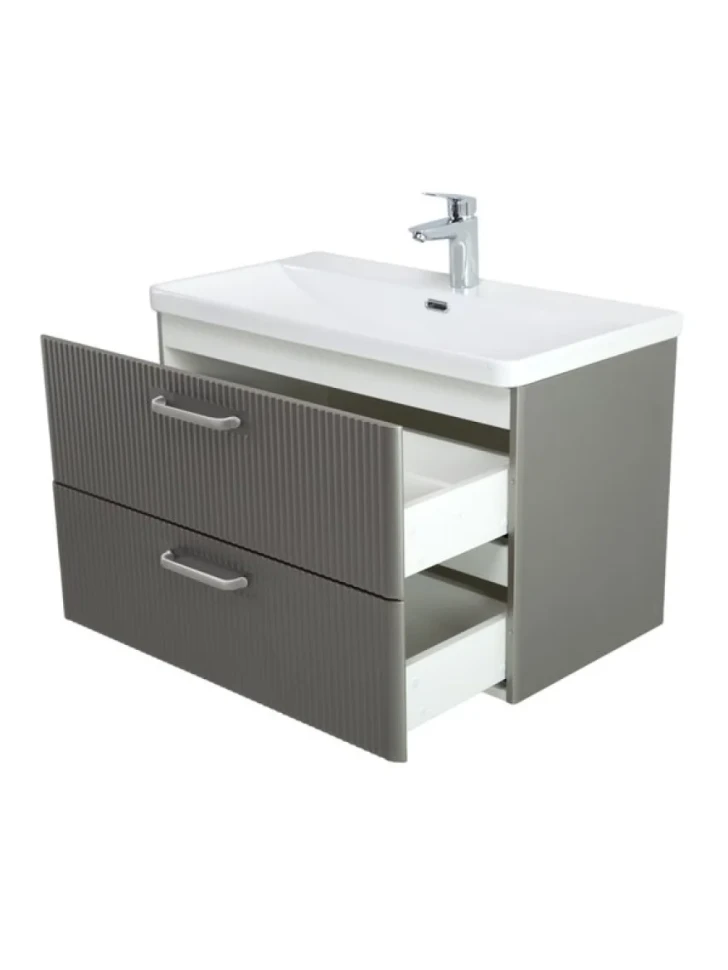 Тумба с раковиной BelBagno Due 80 ручки белые, сатин