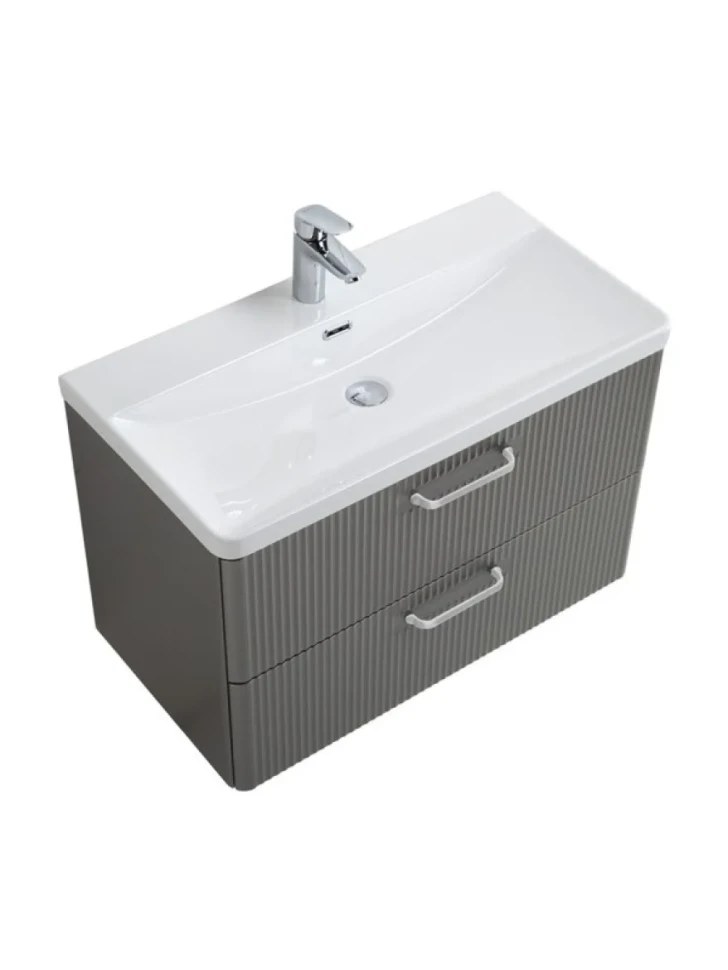 Тумба с раковиной BelBagno Due 80 ручки белые, сатин