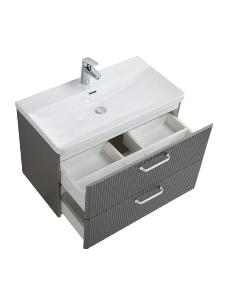 Тумба с раковиной BelBagno Due 80 ручки белые, сатин