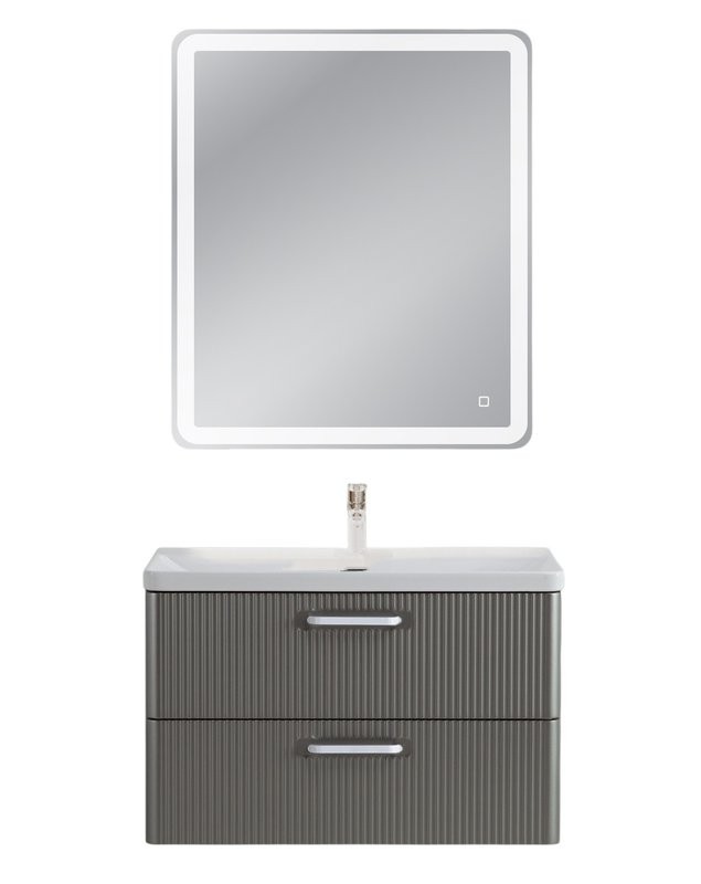 Тумба с раковиной BelBagno Due 80 ручки белые, сатин