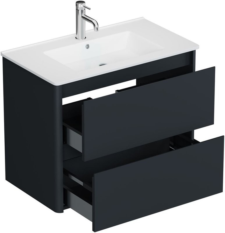 Тумба под раковину без столешницы Allen Brau Gravity 80 2 ящика, матовый антрацит