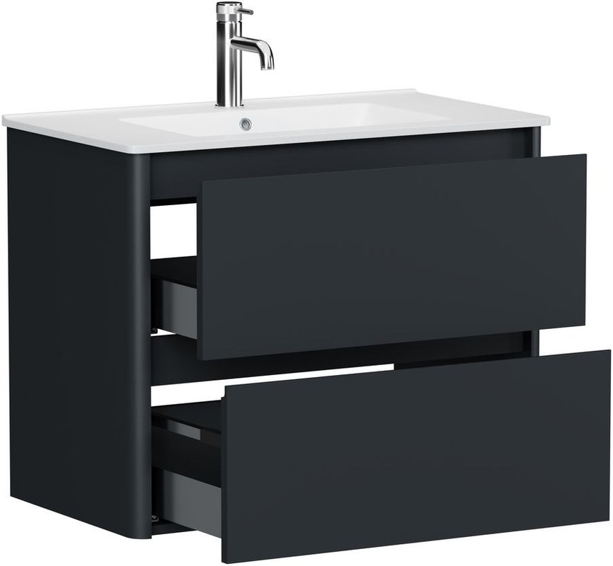 Тумба под раковину без столешницы Allen Brau Gravity 80 2 ящика, матовый антрацит