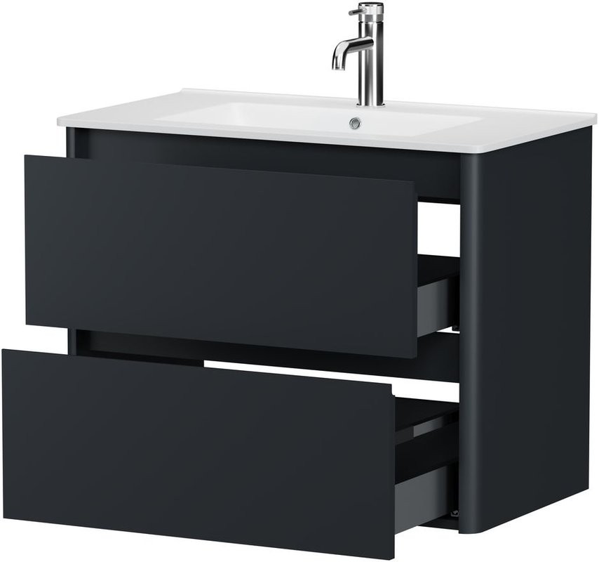 Тумба под раковину без столешницы Allen Brau Gravity 80 2 ящика, матовый антрацит