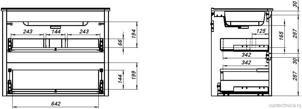 Тумба под раковину без столешницы Allen Brau Gravity 80 2 ящика, матовый антрацит