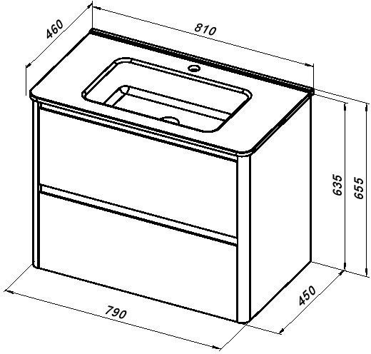 Тумба под раковину без столешницы Allen Brau Gravity 80 2 ящика, матовый антрацит