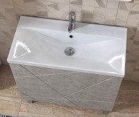 Тумба с раковиной Vigo Geometry 80 напольная, бетон, раковина Velvex 9696 80