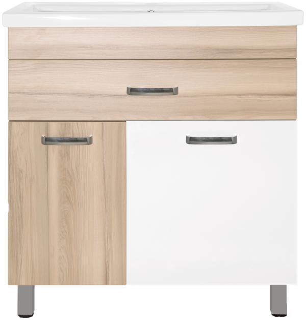 Тумба под раковину Style Line Ориноко 80 с бельевой корзиной, белая, ориноко