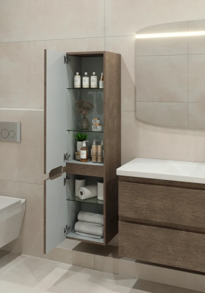 Шкаф-пенал для ванной Caprigo Forte 35 L шоколадный орех