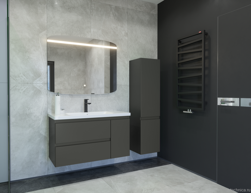 Тумба под раковину без столешницы Caprigo Forte 100 R подвесная, графит