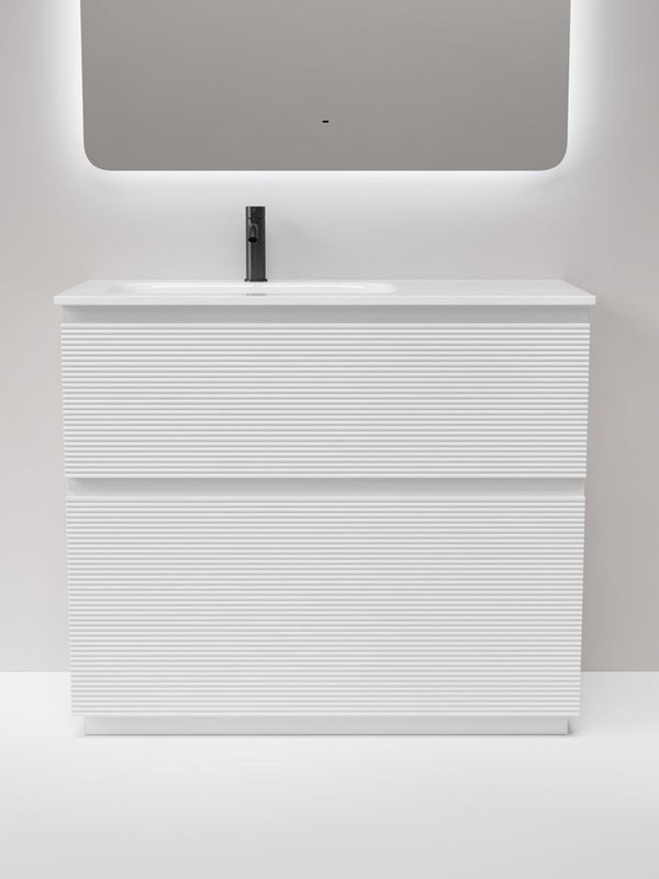 Тумба с раковиной Sancos Folk Floor 100 левая напольная, bianco, раковина CN7014