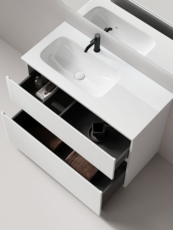 Тумба с раковиной Sancos Folk Floor 100 левая напольная, bianco, раковина CN7014