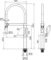 Смеситель для кухни Paulmark Leader Le214101-G, с гибким изливом, золото