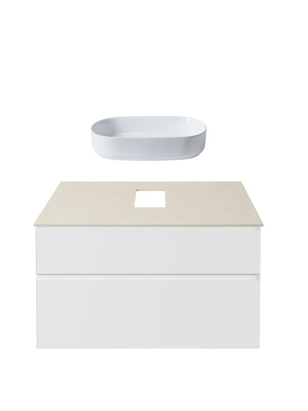 Тумба с раковиной Allen Brau Infinity 100 2 ящика, матовый белый, столешница бежевая, раковина Fantasy Oval 55