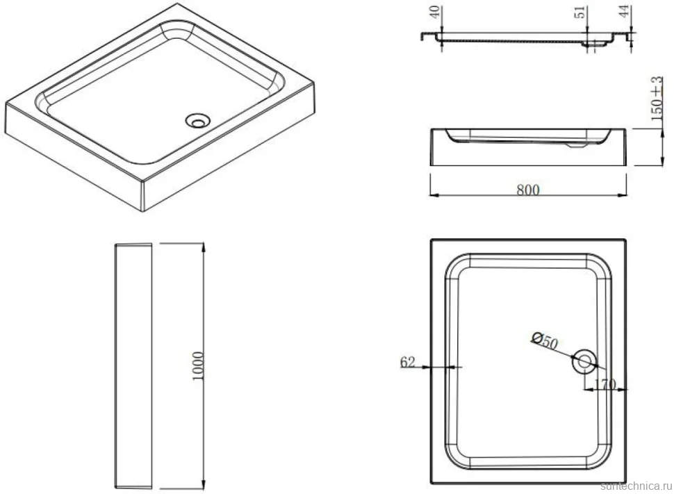 Душевой уголок Esbano ESR-8022 100x80,с поддоном