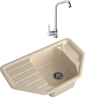 Комплект Мойка GranFest Corner C-800E кашемир + Смеситель MEGA Ege MG-PL10 хром
