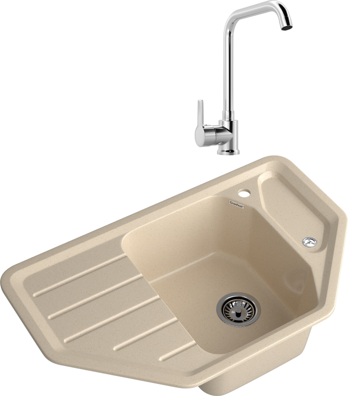 Комплект Мойка GranFest Corner C-800E кашемир + Смеситель MEGA Ege MG-PL10 хром