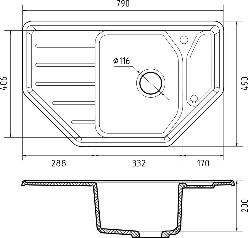 Комплект Мойка GranFest Corner C-800E кашемир + Смеситель MEGA Ege MG-PL10 хром