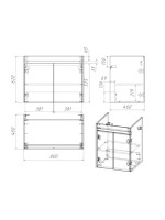 Тумба с раковиной Teymi Netta 80 дуб, белая волна