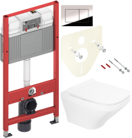 Комплект Унитаз подвесной BelBagno Sela BB3201CHR белый + Крышка BB3201SC белая + Инсталляция TECE Now 9400412 4 в 1 с кнопкой смыва