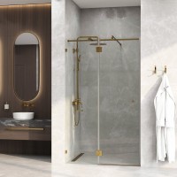 Душевая дверь в нишу Wasserkraft Ems 76H05 120 см, прозрачное стекло, фурнитура золото